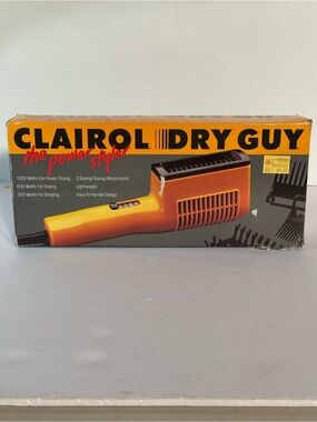 Vtg 1985 Clairol Dry Guy The Power Styler Model #CH-2 3 Drying And Attachments